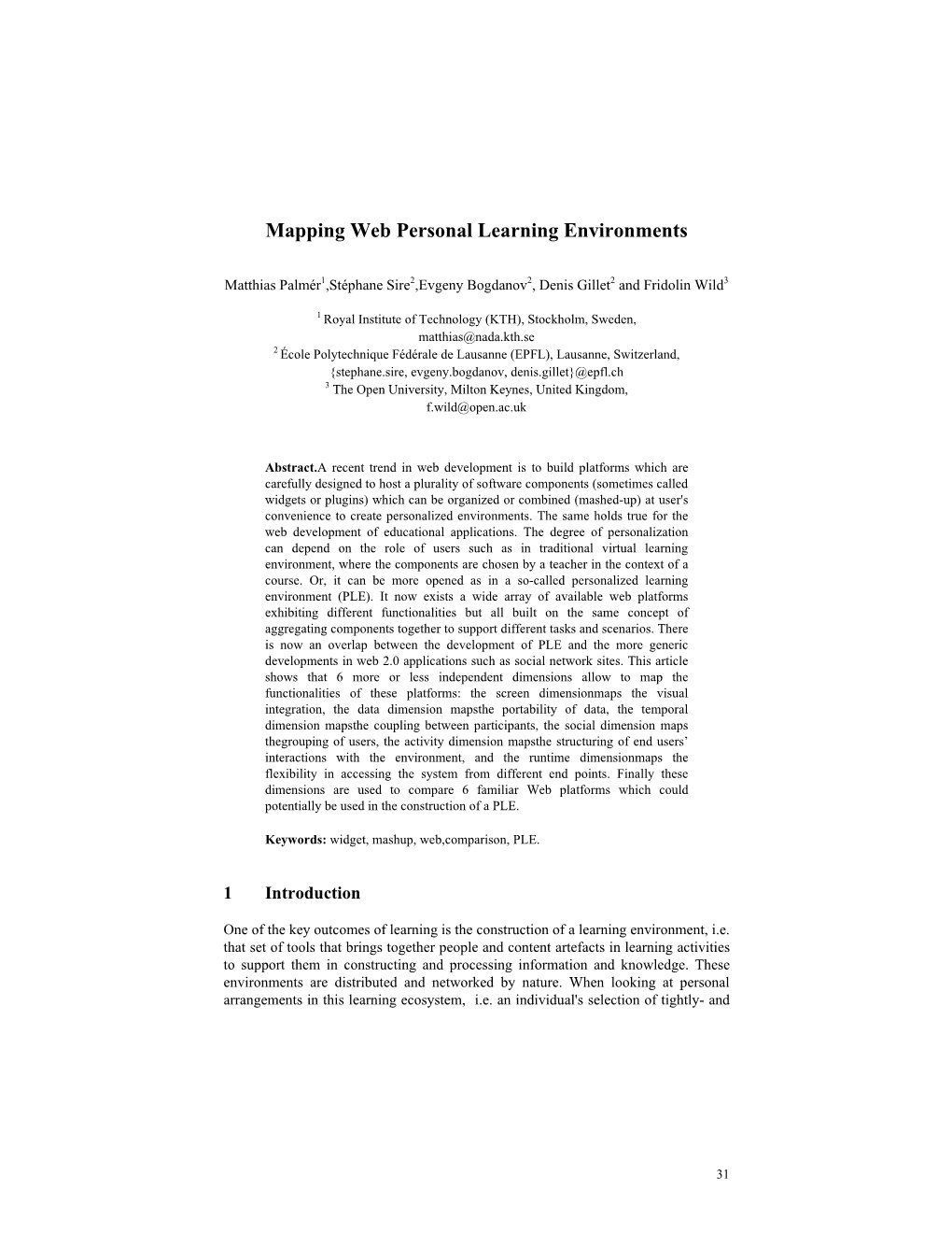 Mapping Web Personal Learning Environments
