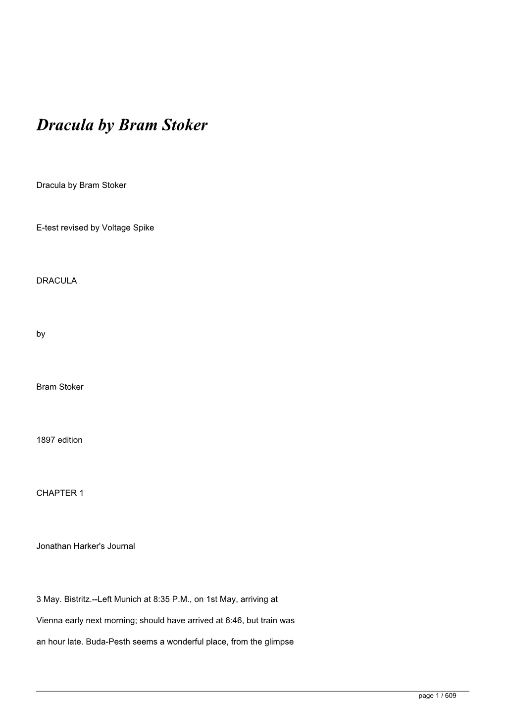 Dracula by Bram Stoker&lt;/H1&gt;