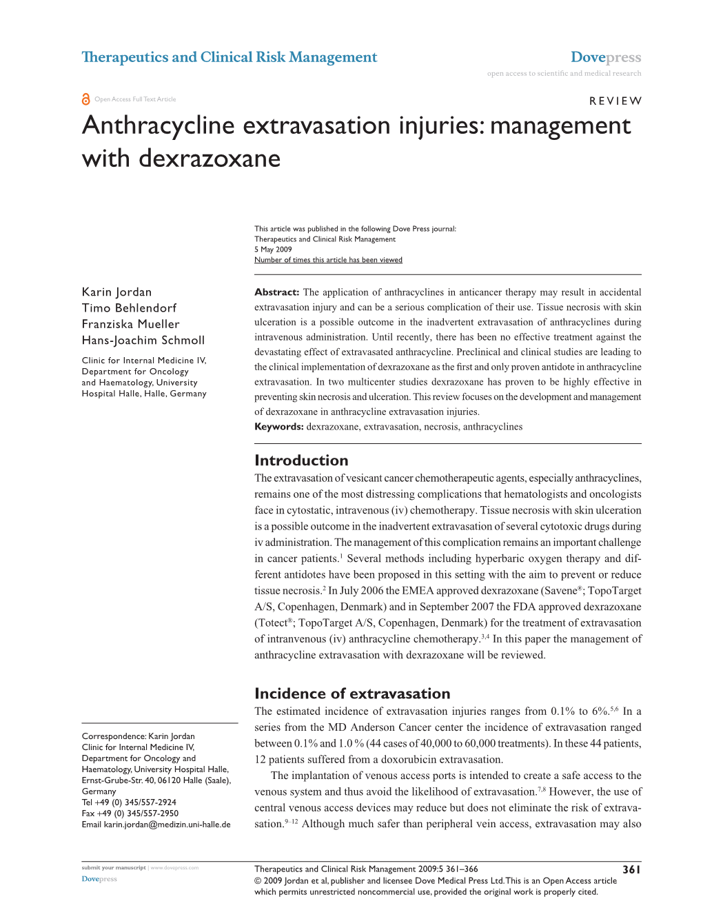 TCRM-3694-Anthracycline Extravasation