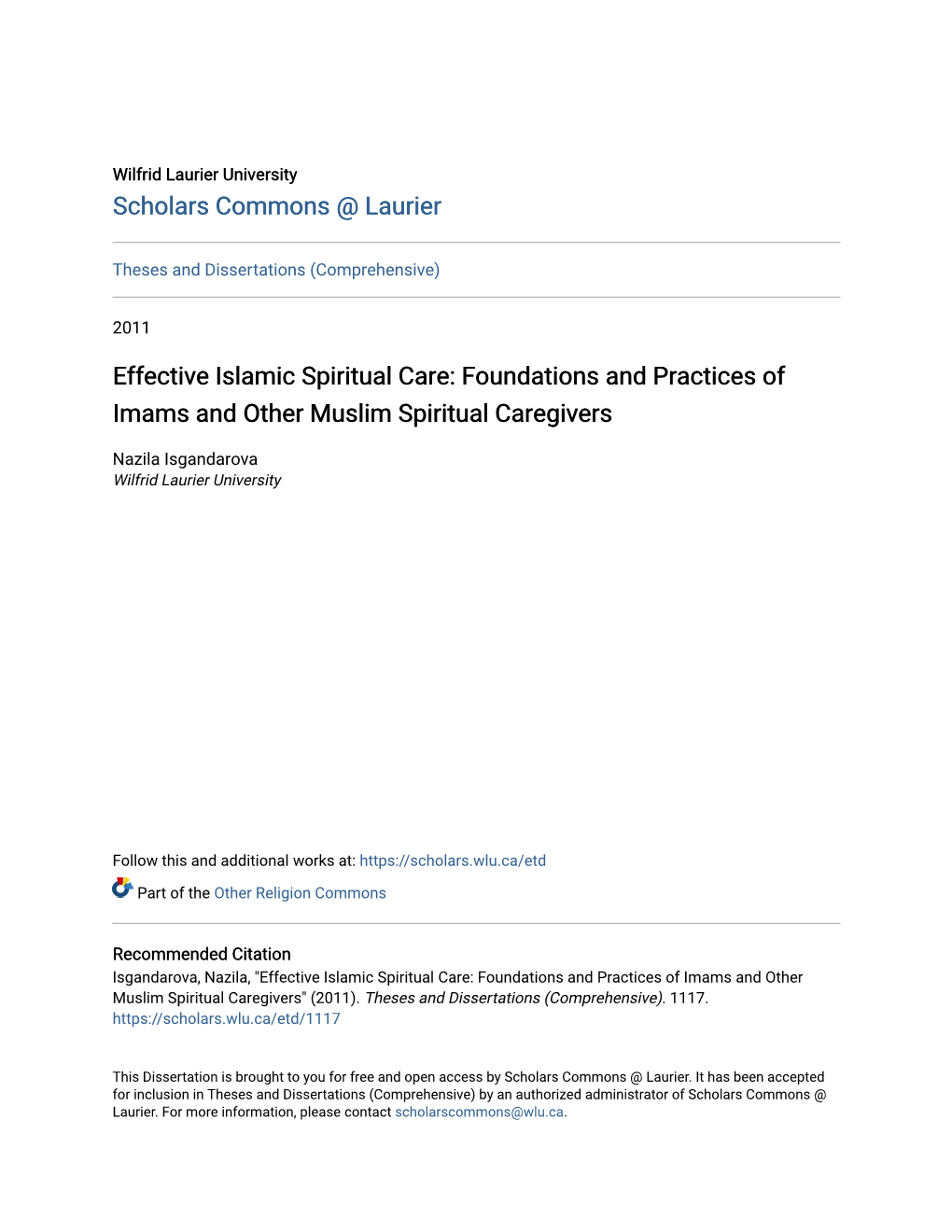 Effective Islamic Spiritual Care: Foundations and Practices of Imams and Other Muslim Spiritual Caregivers