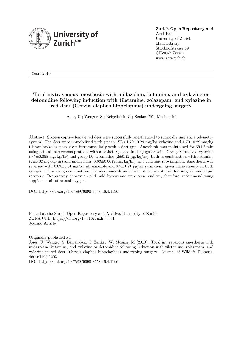 Total Intravenous Anesthesia with Midazolam, Ketamine