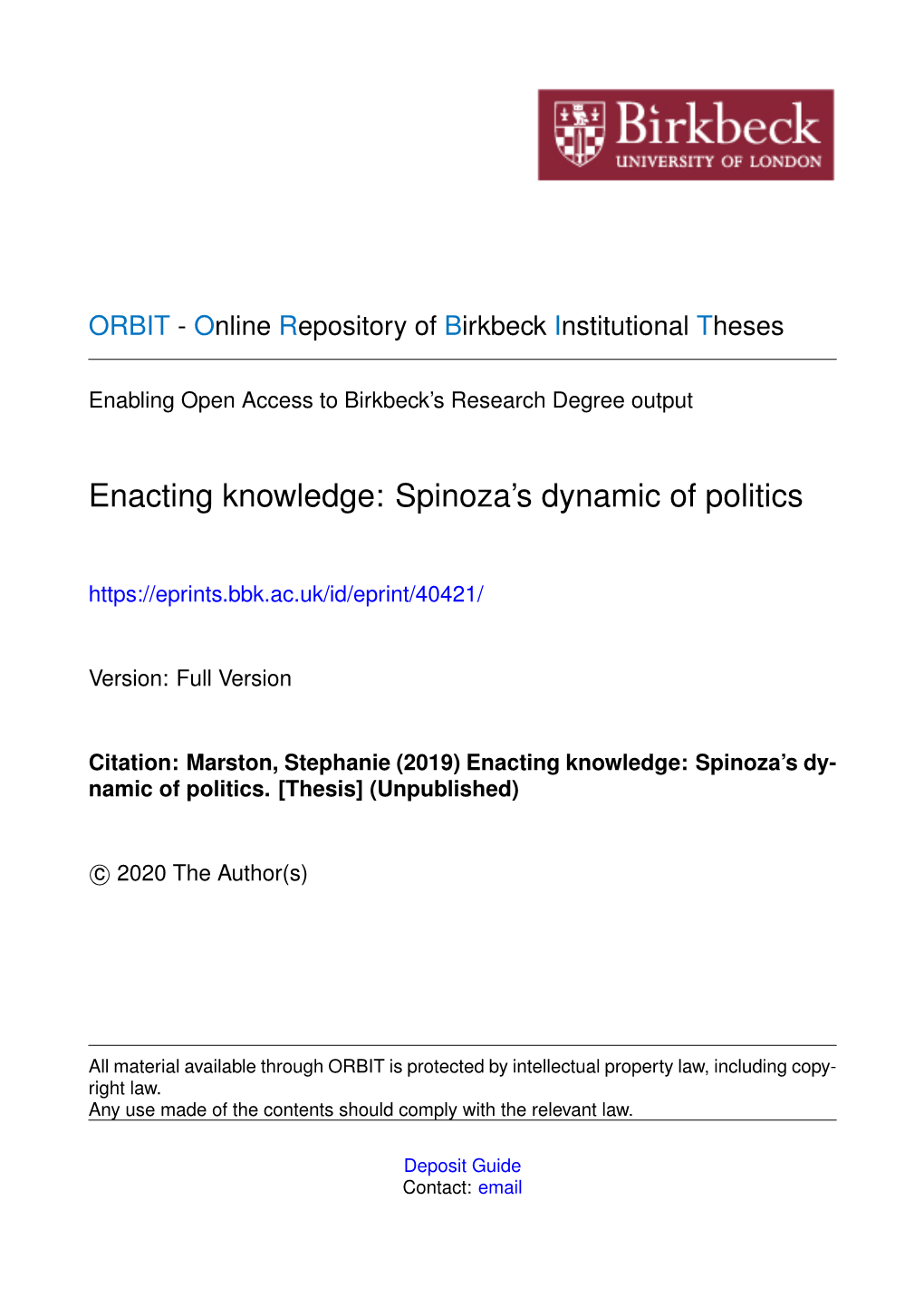 Enacting Knowledge: Spinoza's Dynamic of Politics