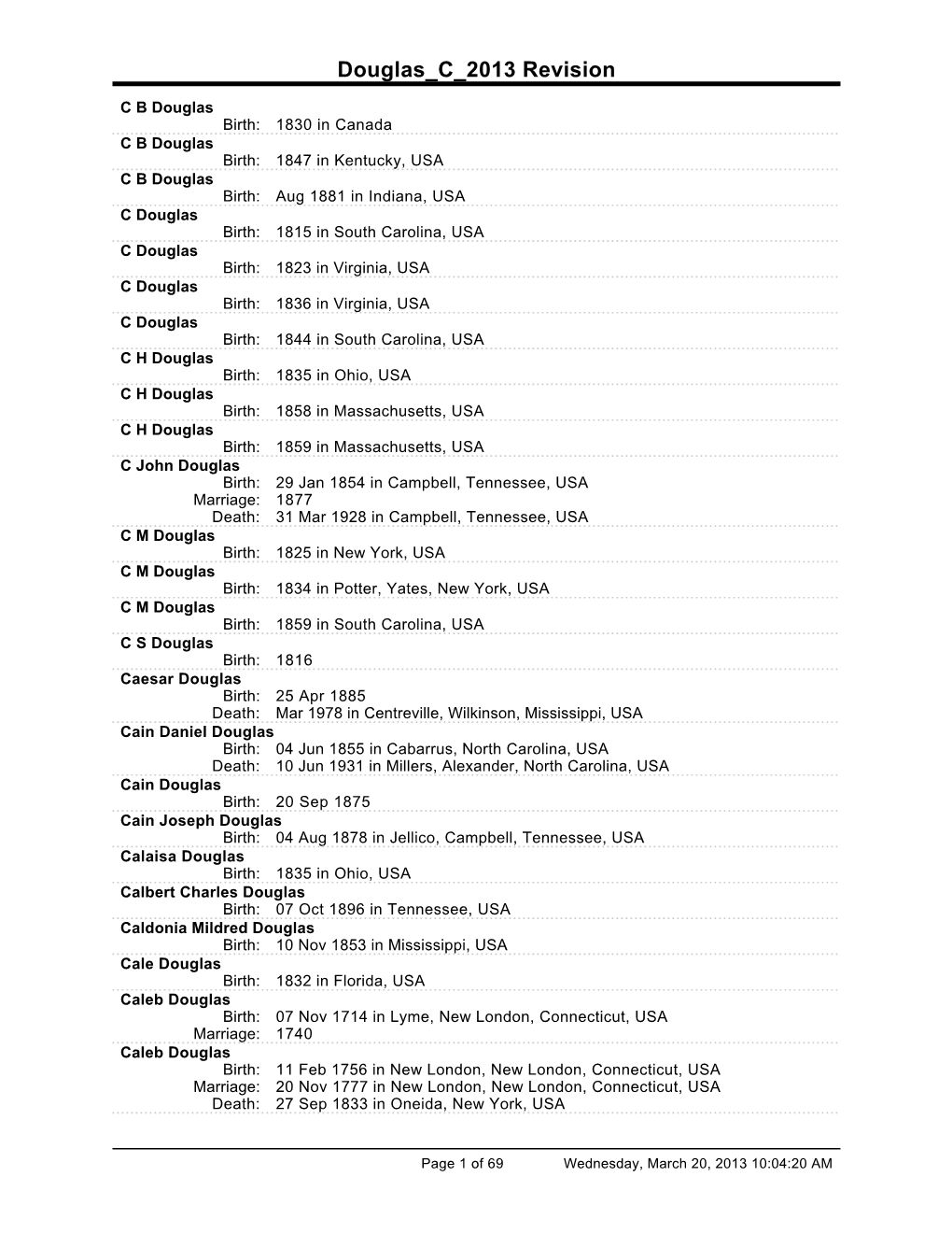 Douglas C 2013 Revision