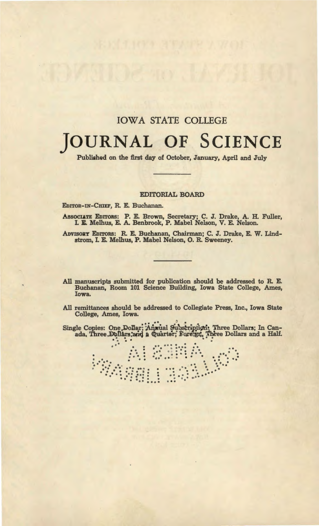 JOURNAL of SCIENCE Publii;Hed on the First Day of October, January, April and July