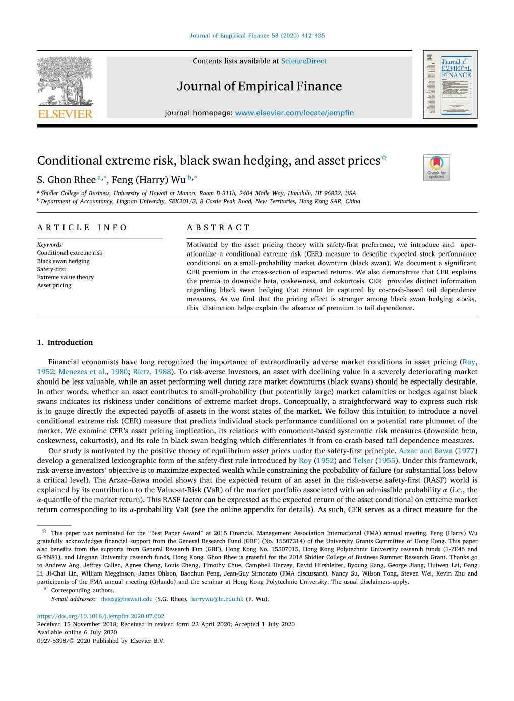 Journal of Empirical Finance Conditional