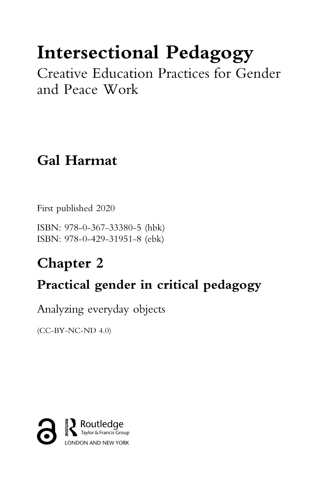 Chapter 2 Practical Gender in Critical Pedagogy Analyzing Everyday Objects