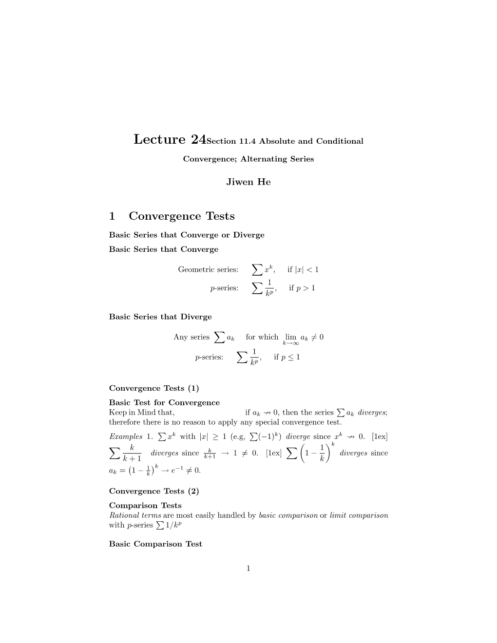 1 Convergence Tests