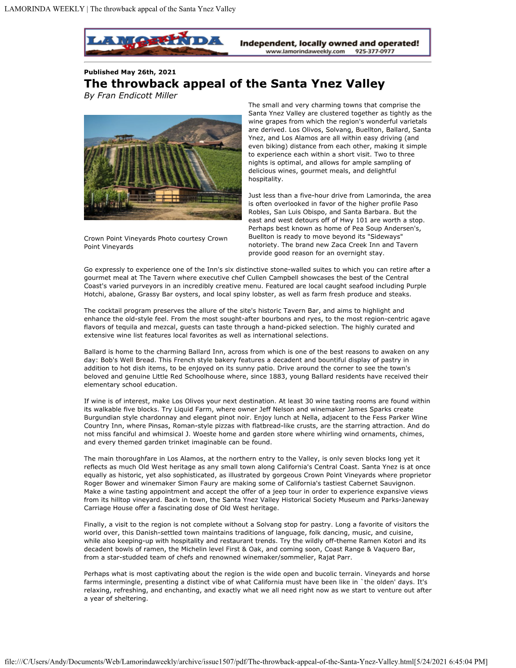 The Throwback Appeal of the Santa Ynez Valley