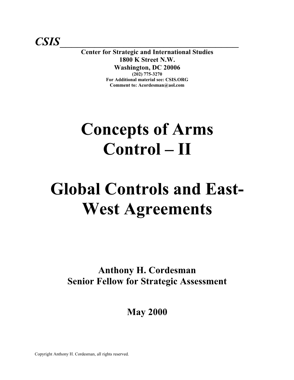 Arms Control – II