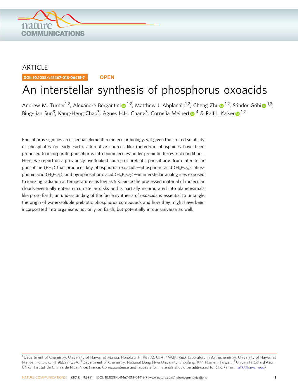 An Interstellar Synthesis of Phosphorus Oxoacids