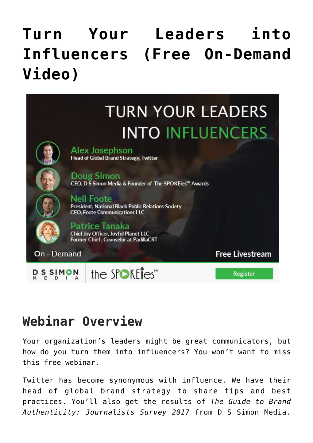 Turn Your Leaders Into Influencers (Free On-Demand Video)