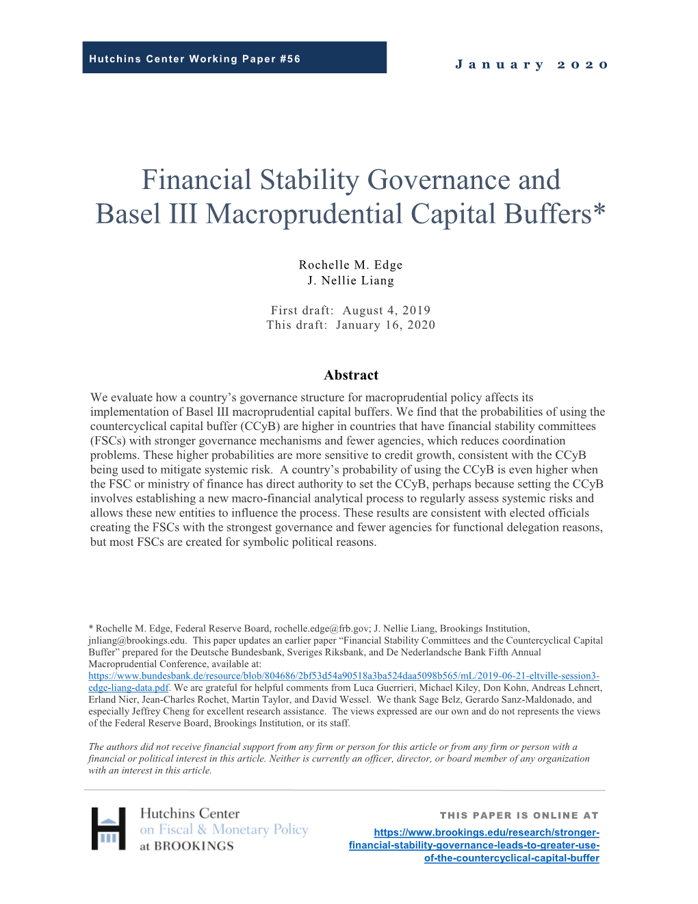 Financial Stability Governance and Basel III Macroprudential Capital Buffers*