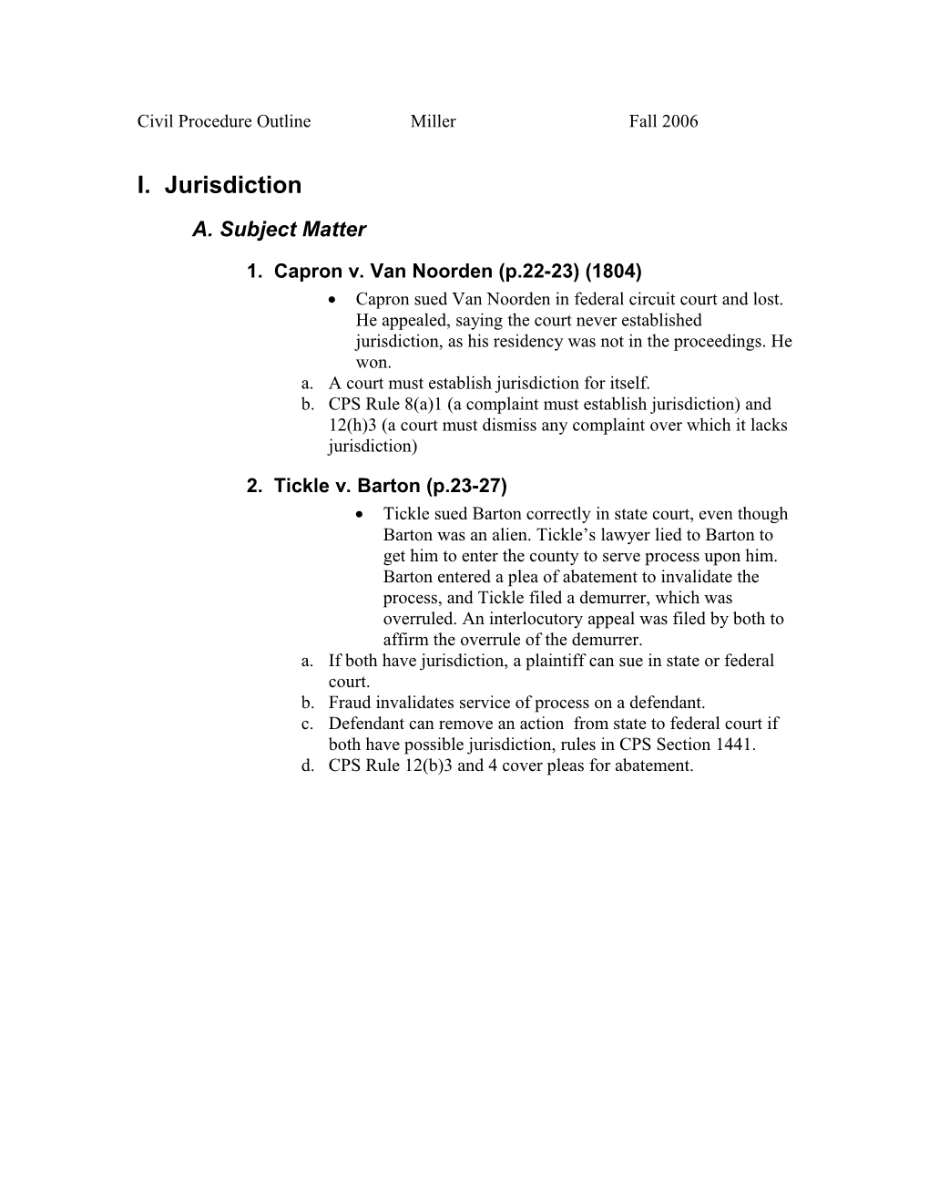 Civil Procedure Outline s3