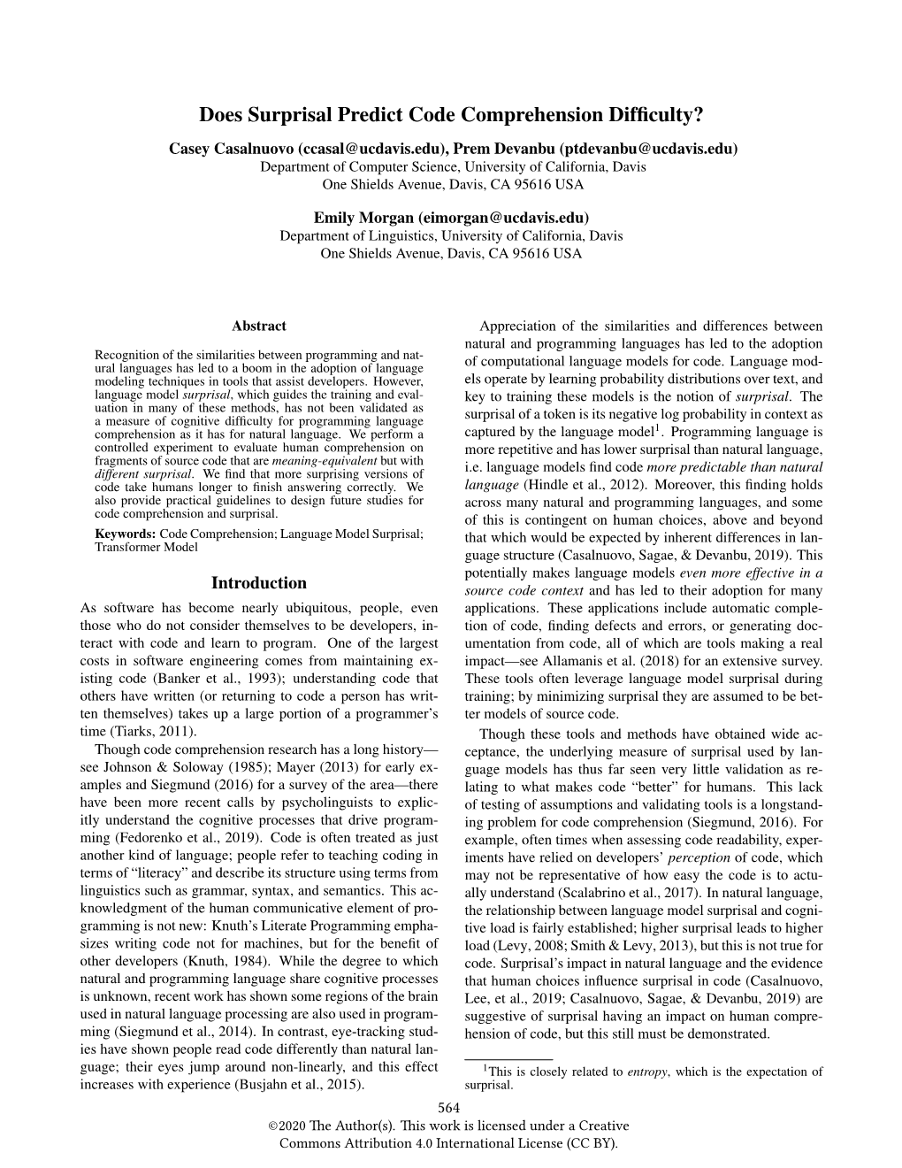 Does Surprisal Predict Code Comprehension Difficulty?