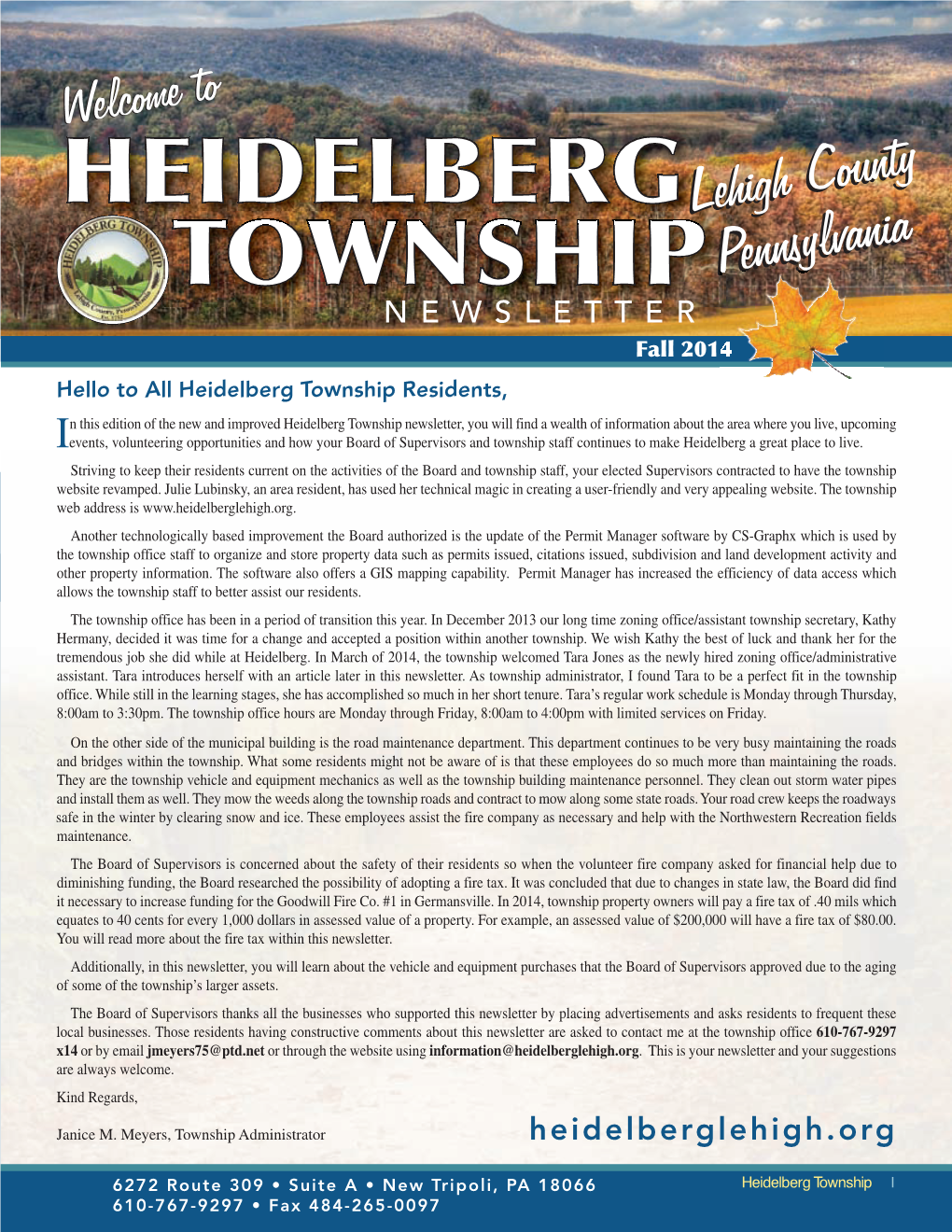 2014 Heidelberg Township Newsletter