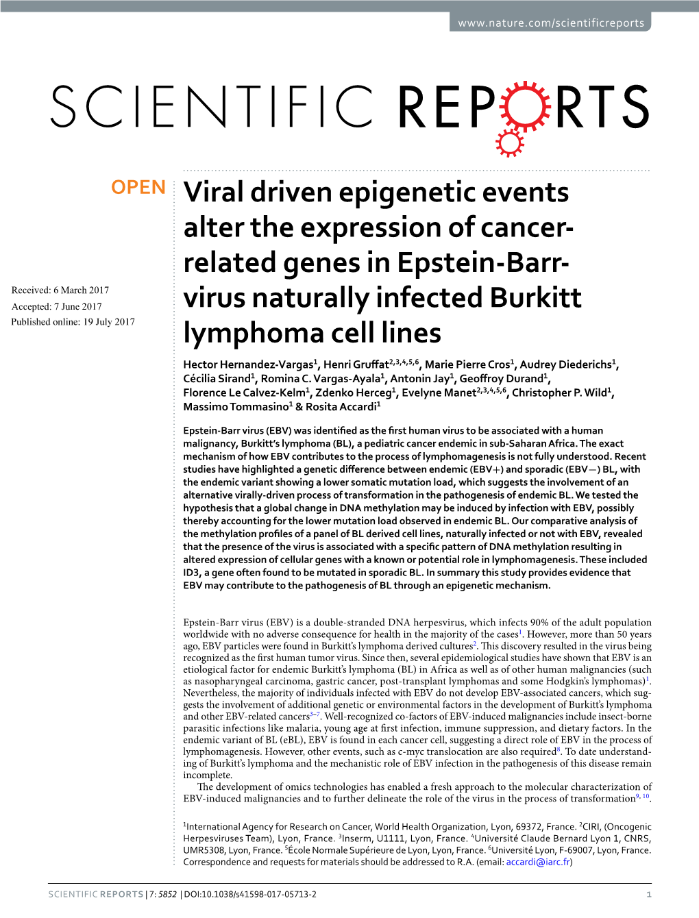 Viral Driven Epigenetic Events Alter the Expression of Cancer-Related