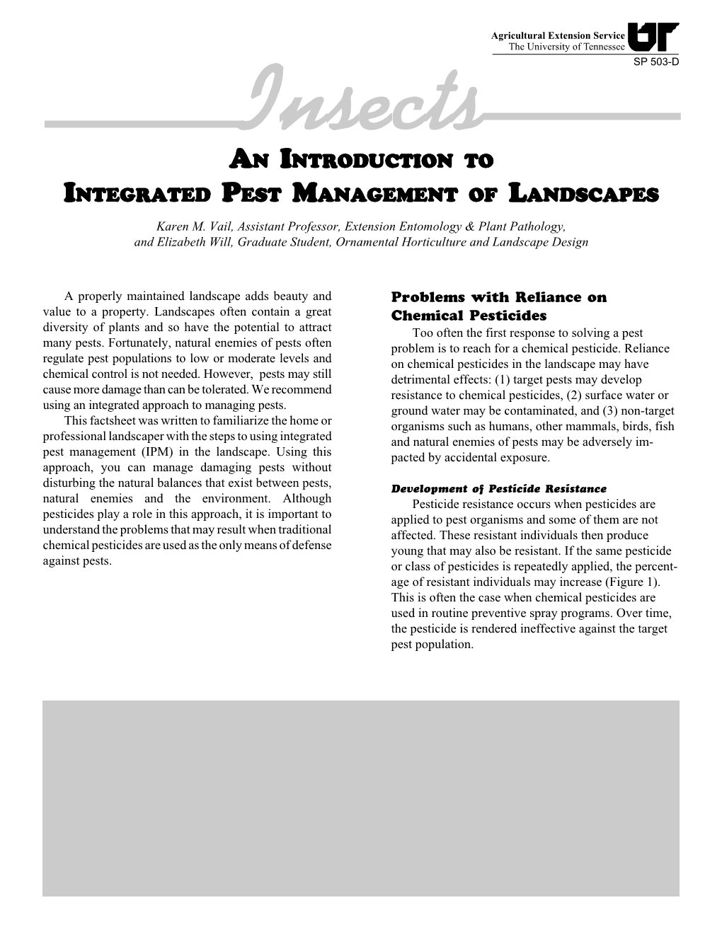 Insects: an Introduction to Intergrated Pest Management of Landscapes