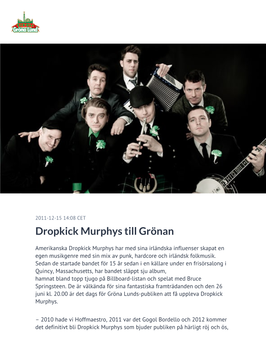 Dropkick Murphys Till Grönan