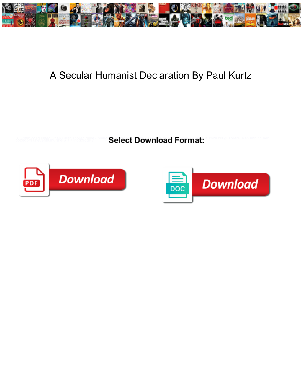 A Secular Humanist Declaration by Paul Kurtz