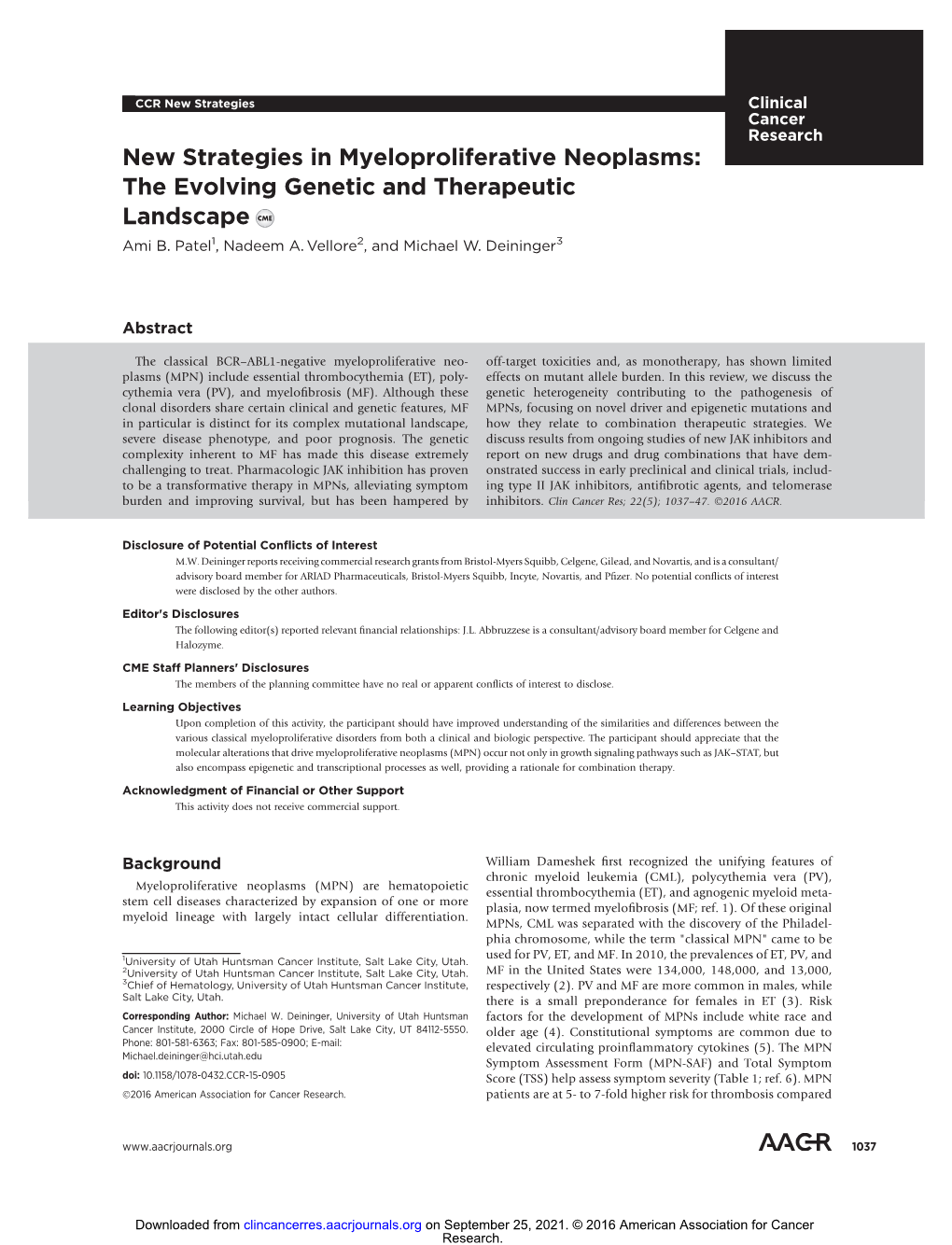 New Strategies in Myeloproliferative Neoplasms: the Evolving Genetic and Therapeutic Landscape Ami B