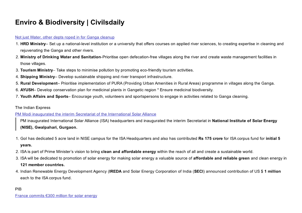 Enviro & Biodiversity | Civilsdaily