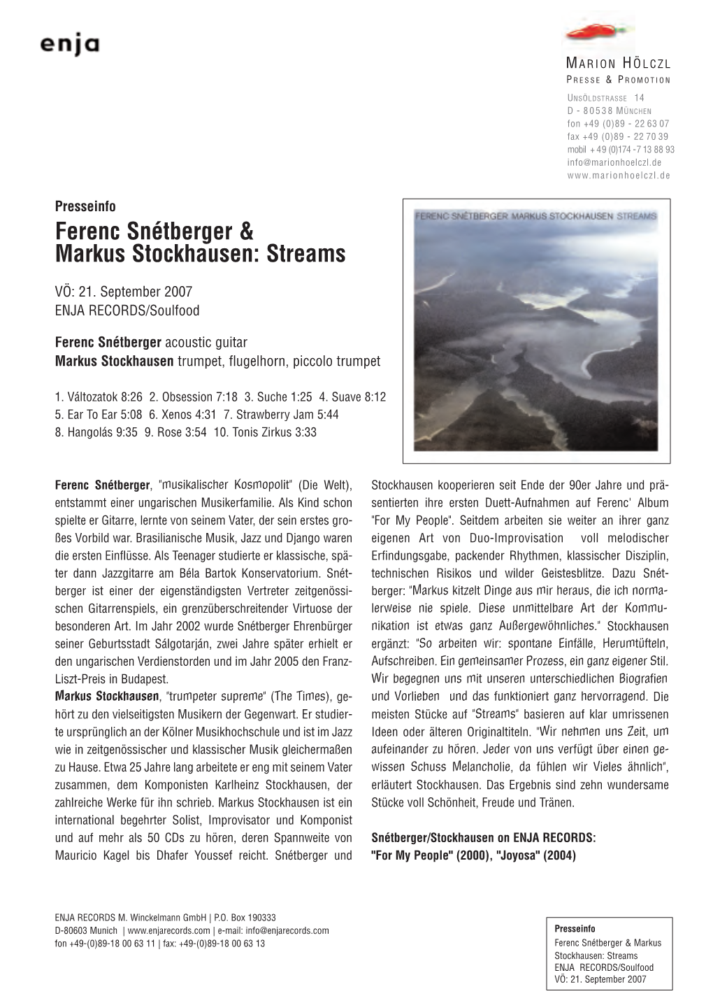 Ferenc Snétberger & Markus Stockhausen: Streams