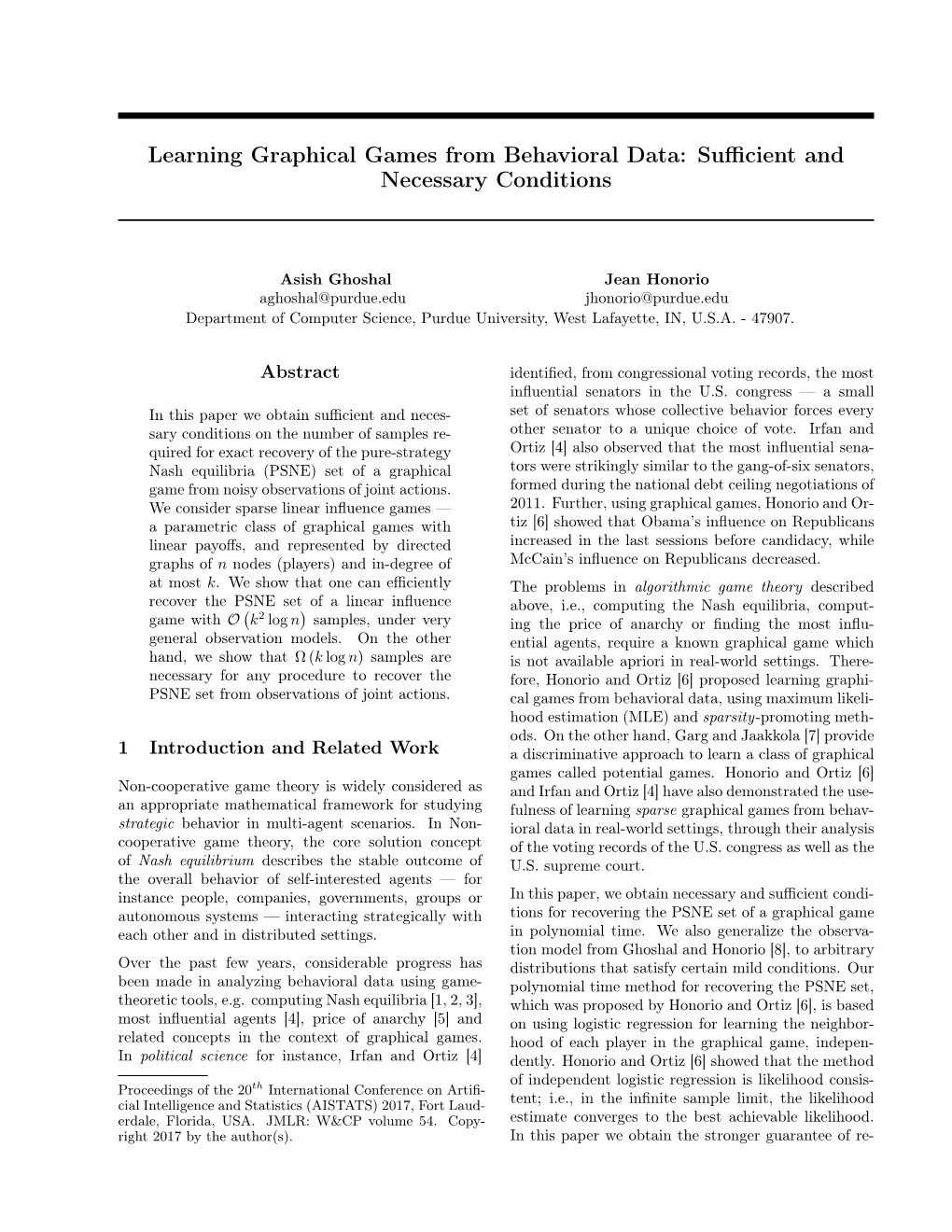 Learning Graphical Games from Behavioral Data: Suﬃcient and Necessary Conditions