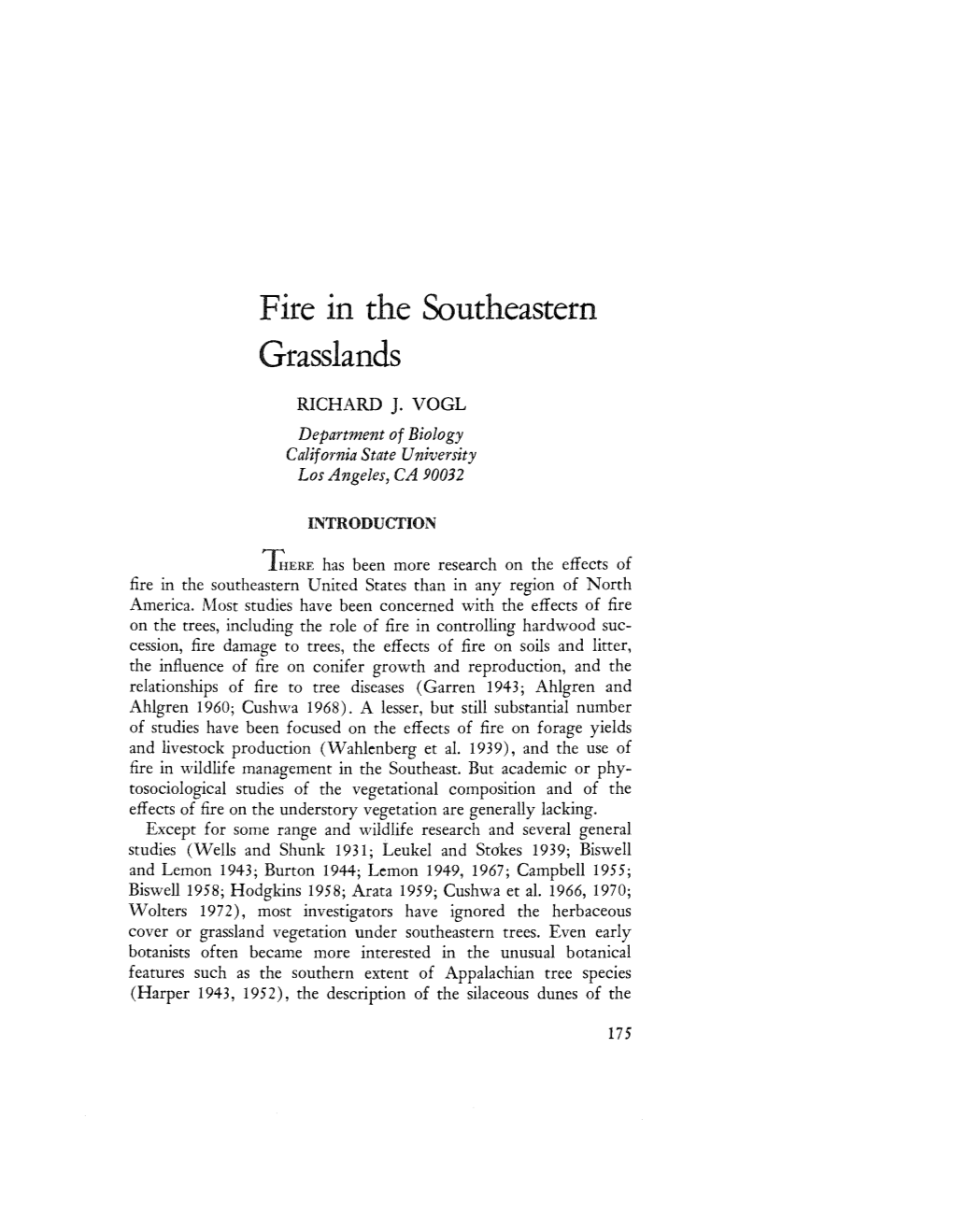 Fire in the Southeastern Grasslands, By