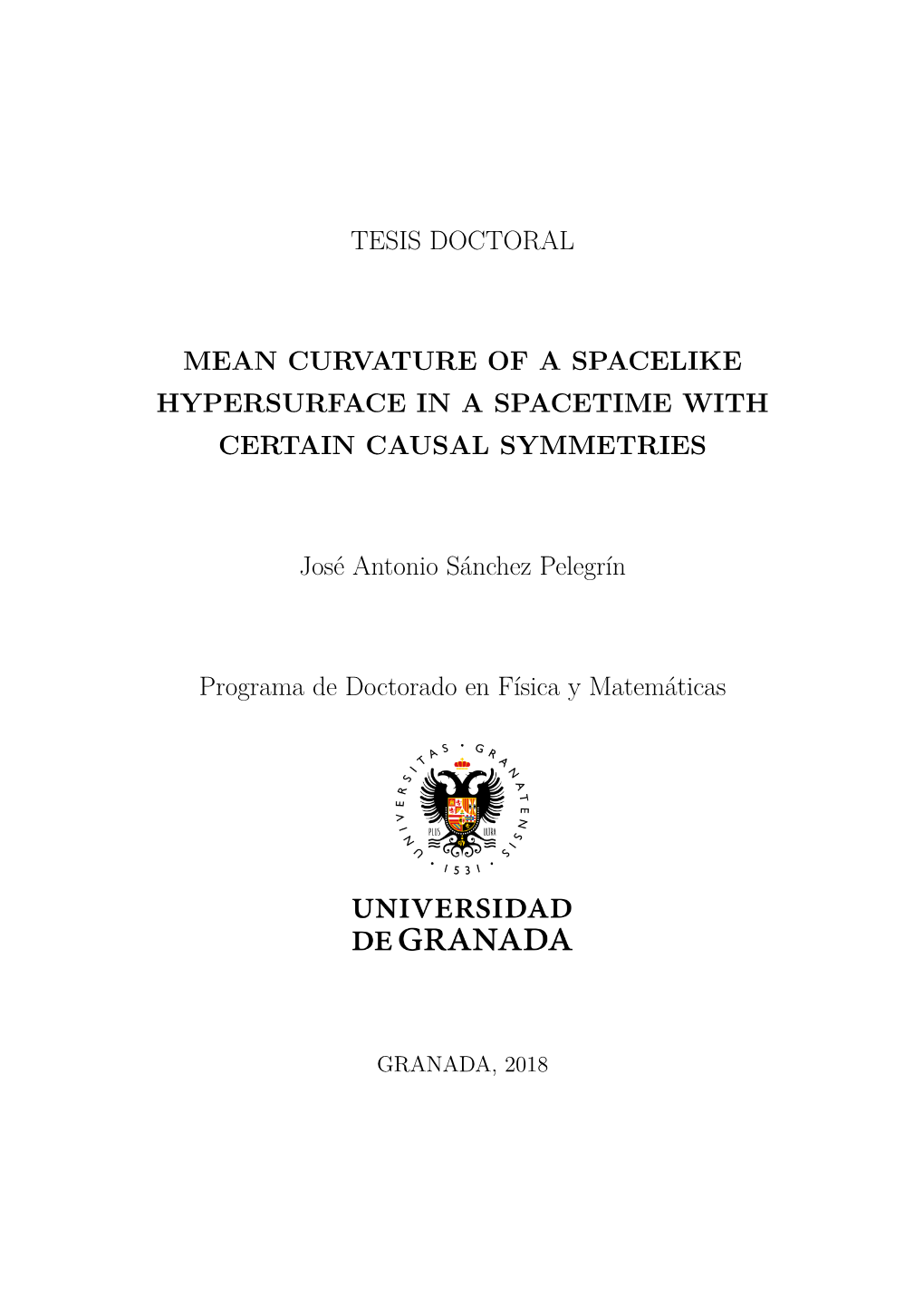 Tesis Doctoral Mean Curvature of a Spacelike