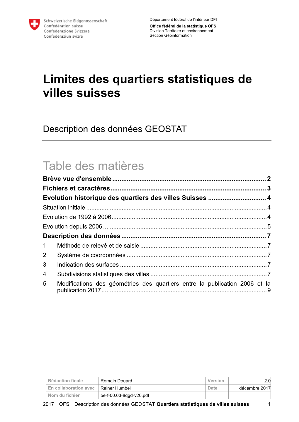 Limites Des Quartiers Statistiques De Villes Suisses