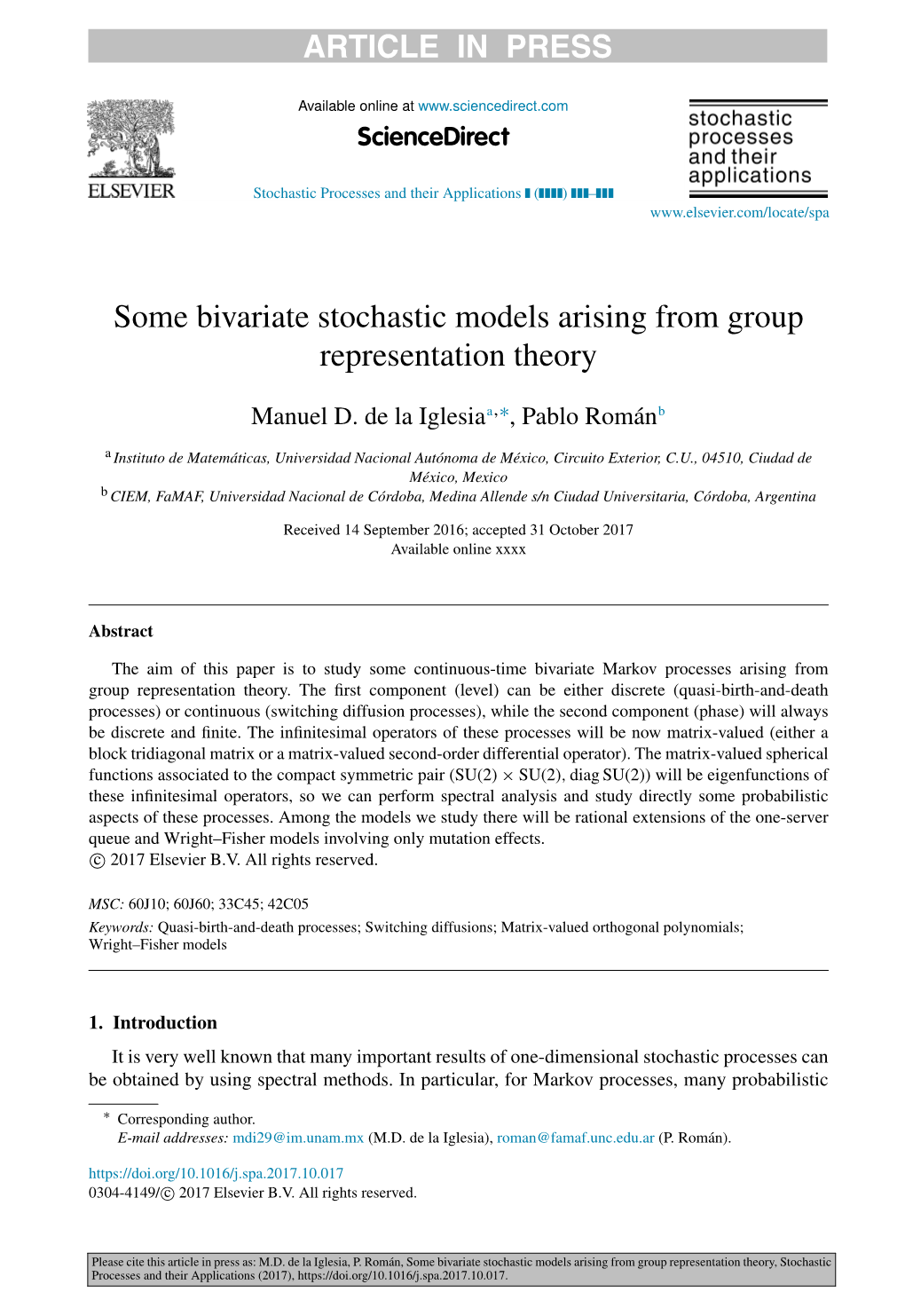 Some Bivariate Stochastic Models Arising from Group Representation Theory