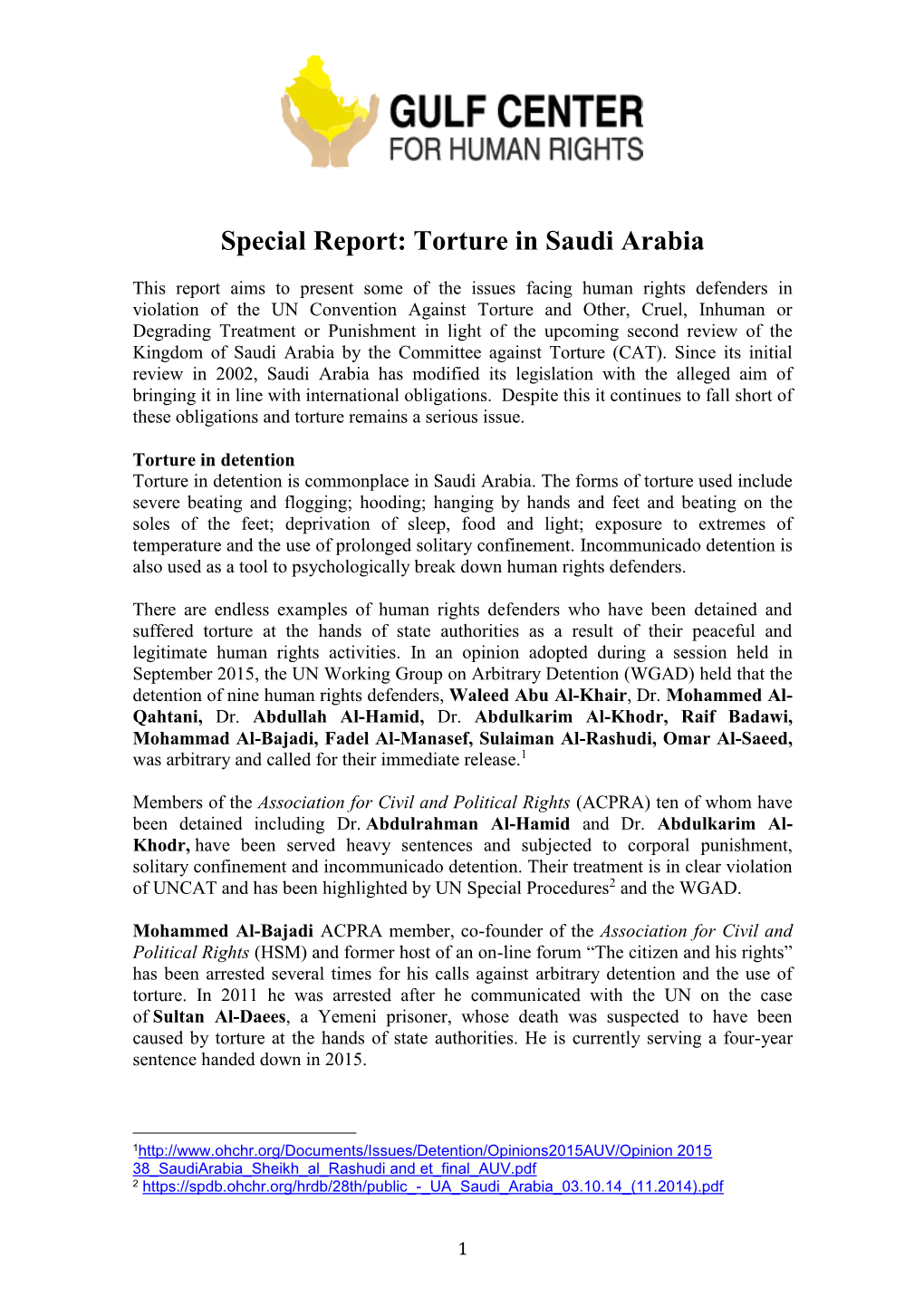Special Report: Torture in Saudi Arabia