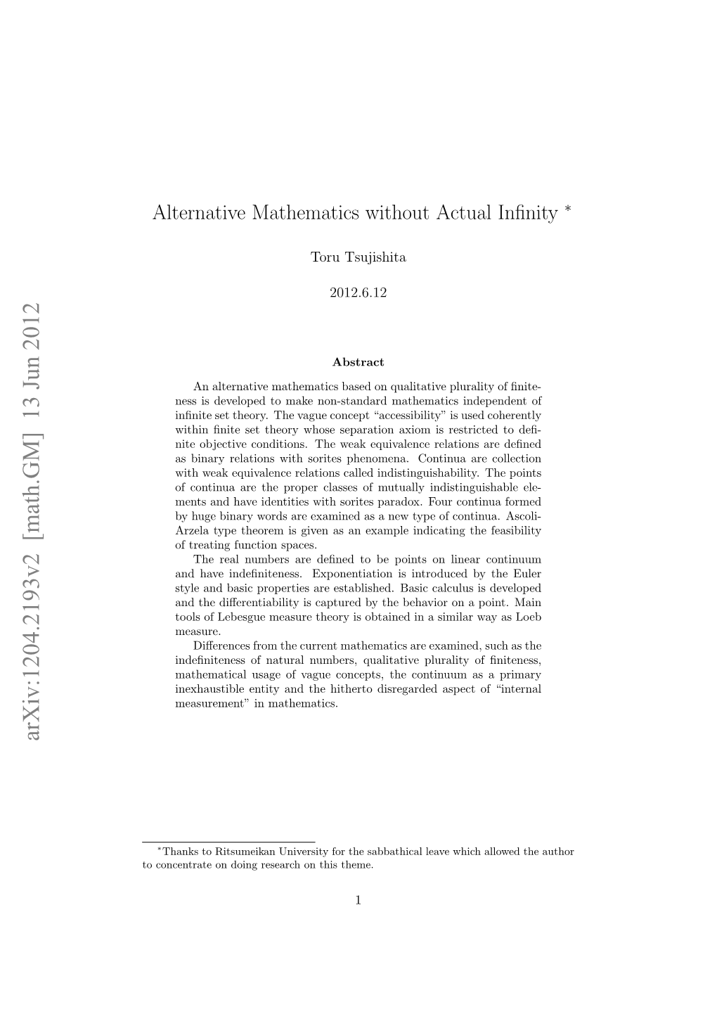 Arxiv:1204.2193V2 [Math.GM] 13 Jun 2012