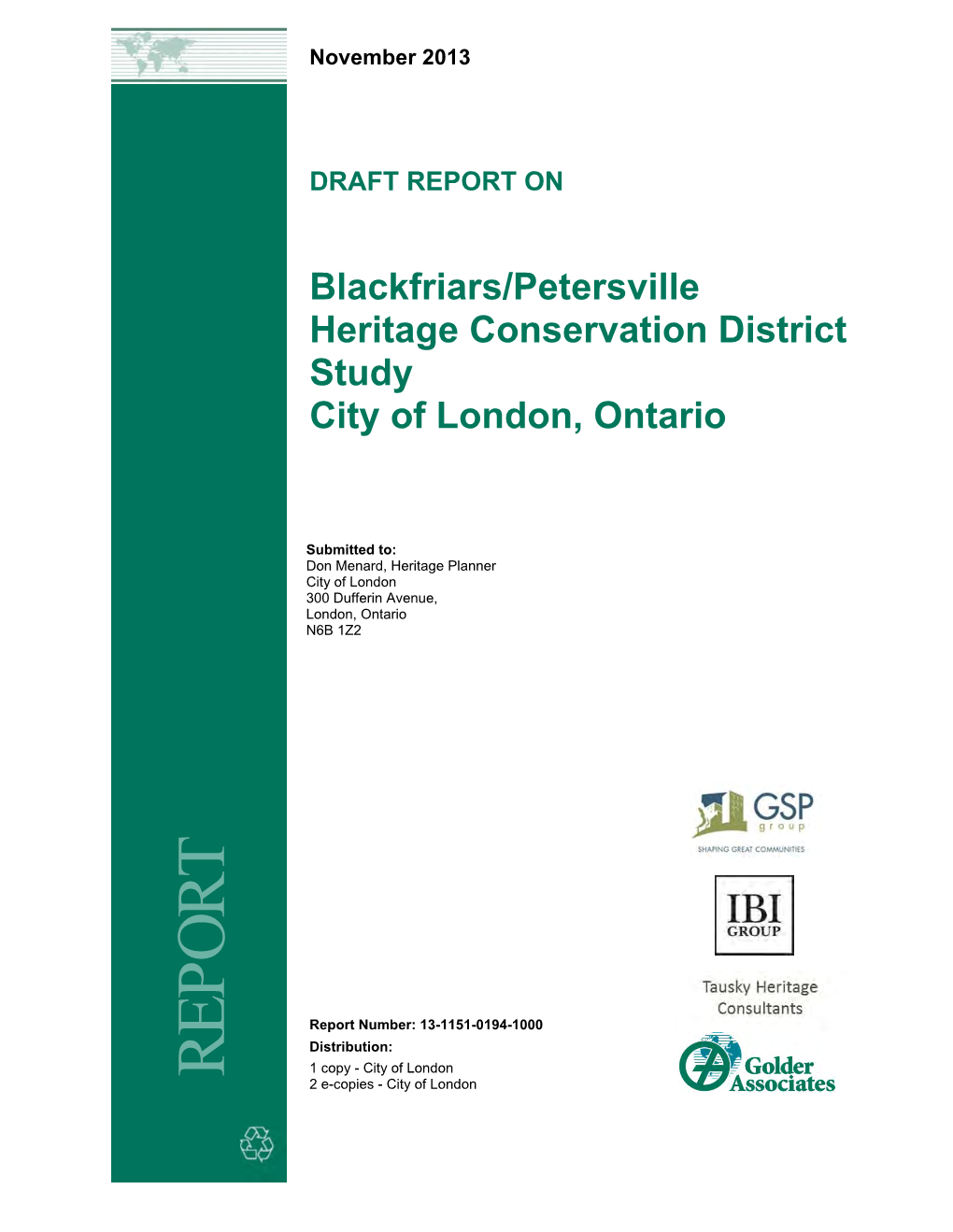 Blackfriars/Petersville Heritage Conservation District Study City of London, Ontario