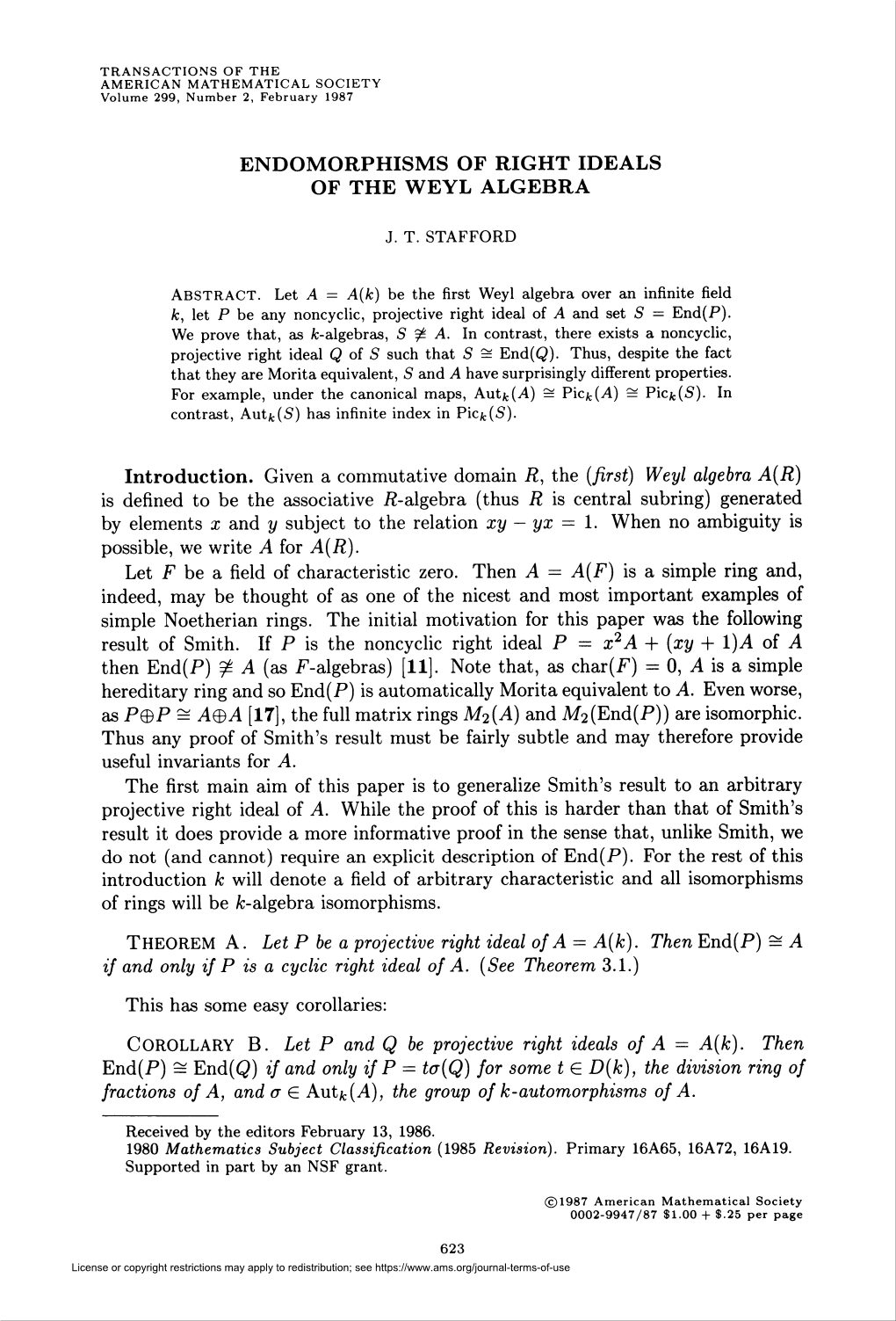 Endomorphisms of Right Ideals of the Weyl Algebra