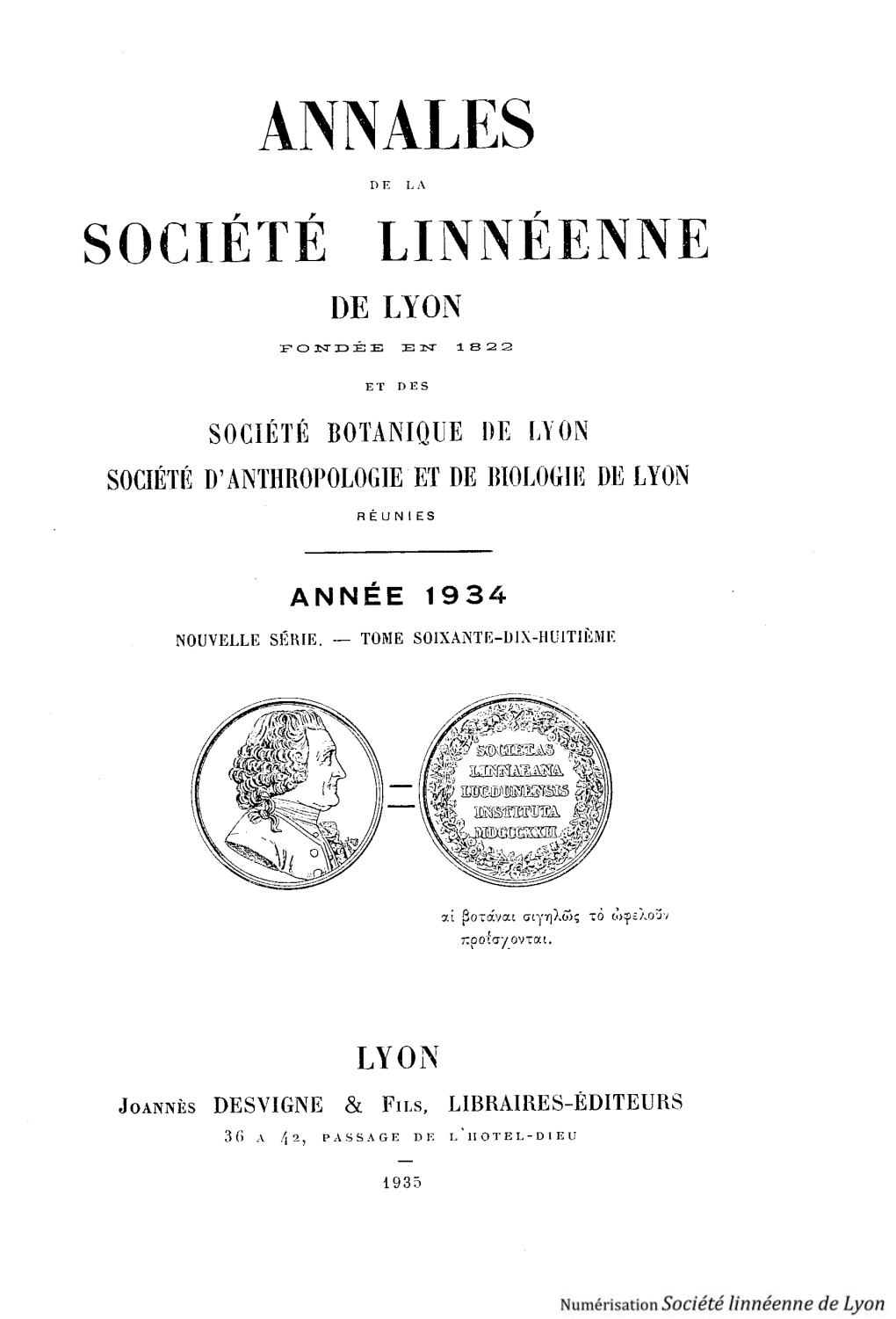Annales De L a Société Linnéenn E