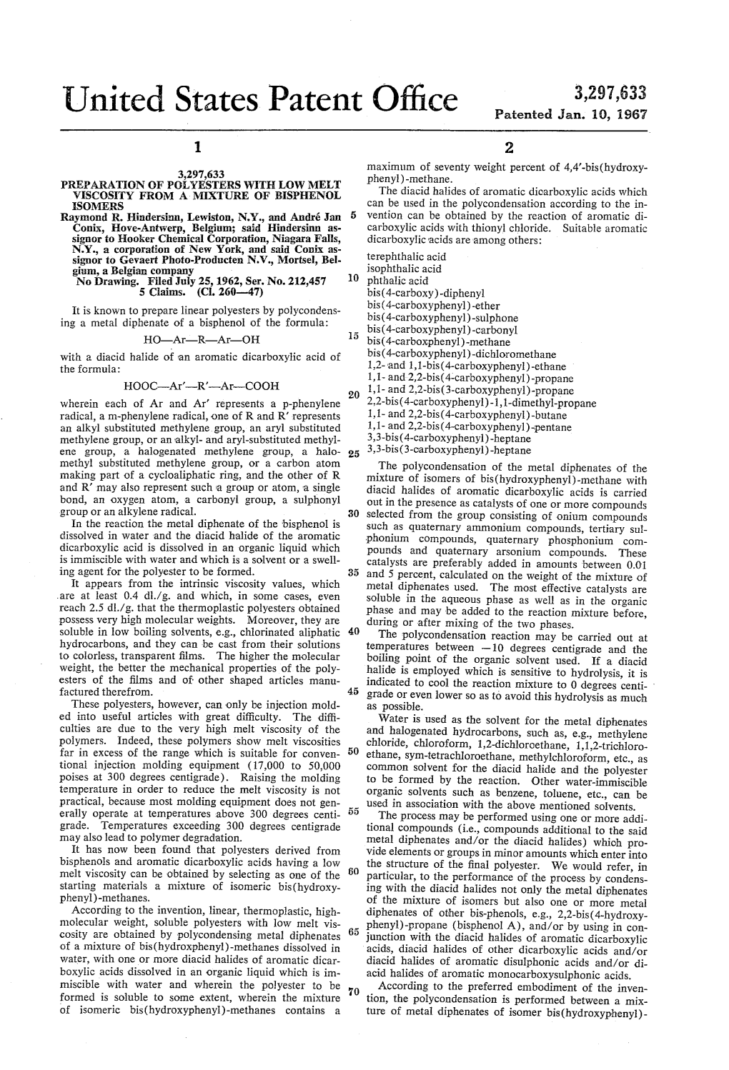 United States Patent Office Patented Jan