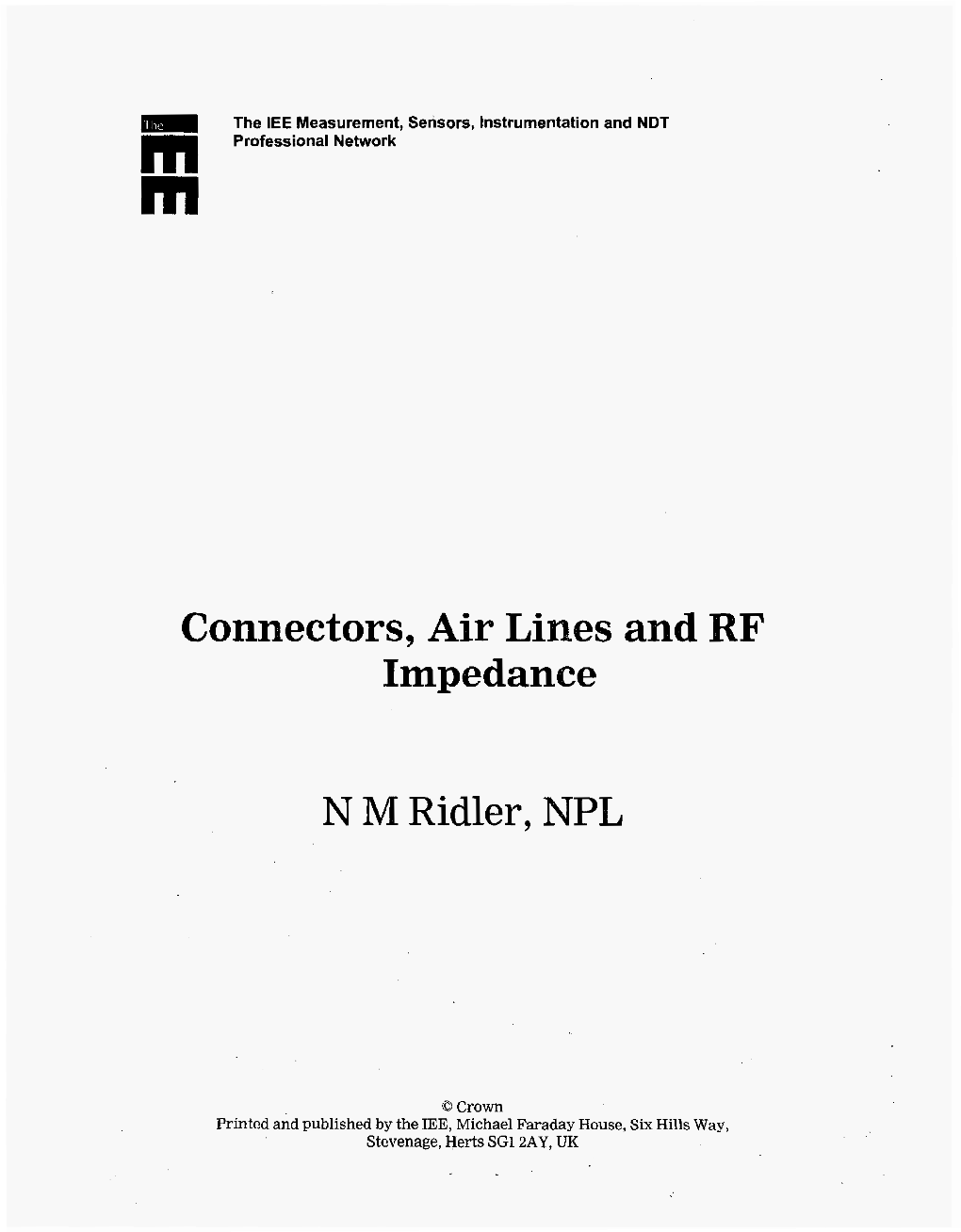 Connectors, Air Lines and RF Impedance