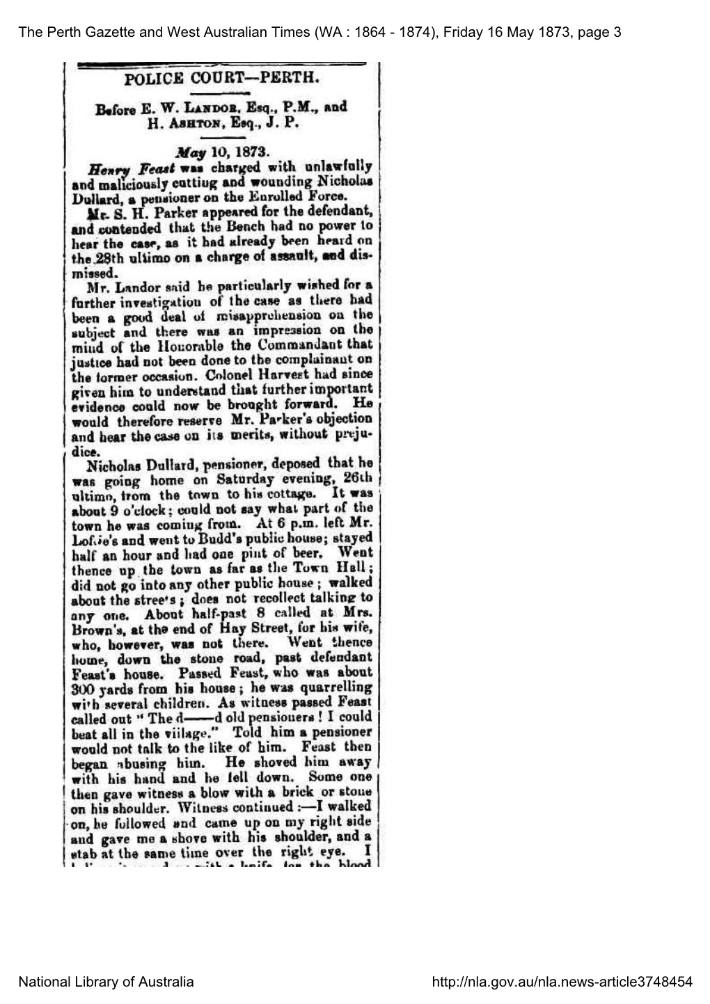 The Perth Gazette and West Australian Times (WA : 1864 - 1874), Friday 16 May 1873, Page 3