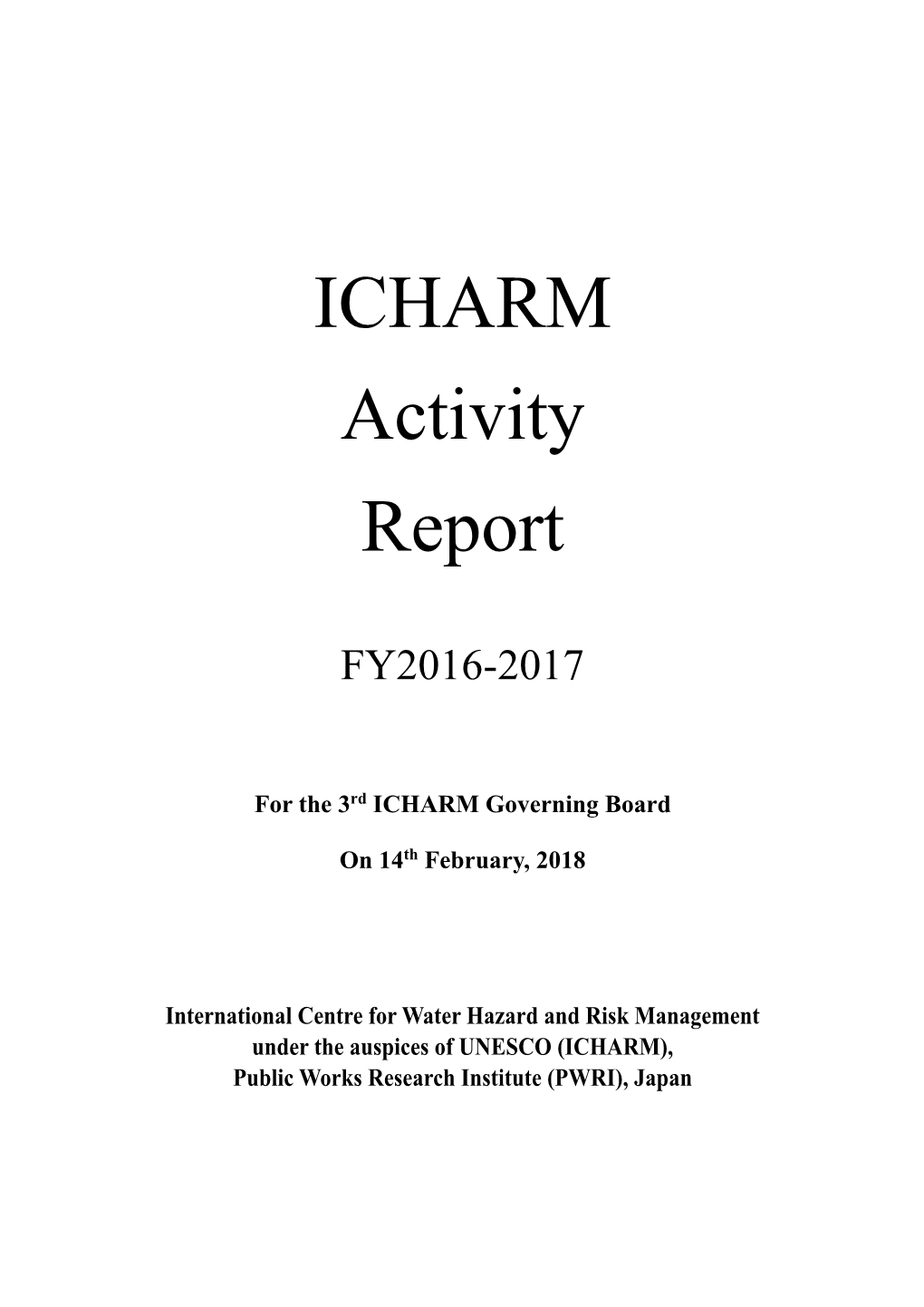 ICHARM Activity Report