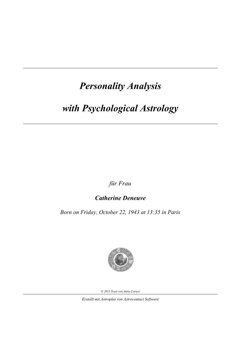 Personality Analysis with Psychological Astrology