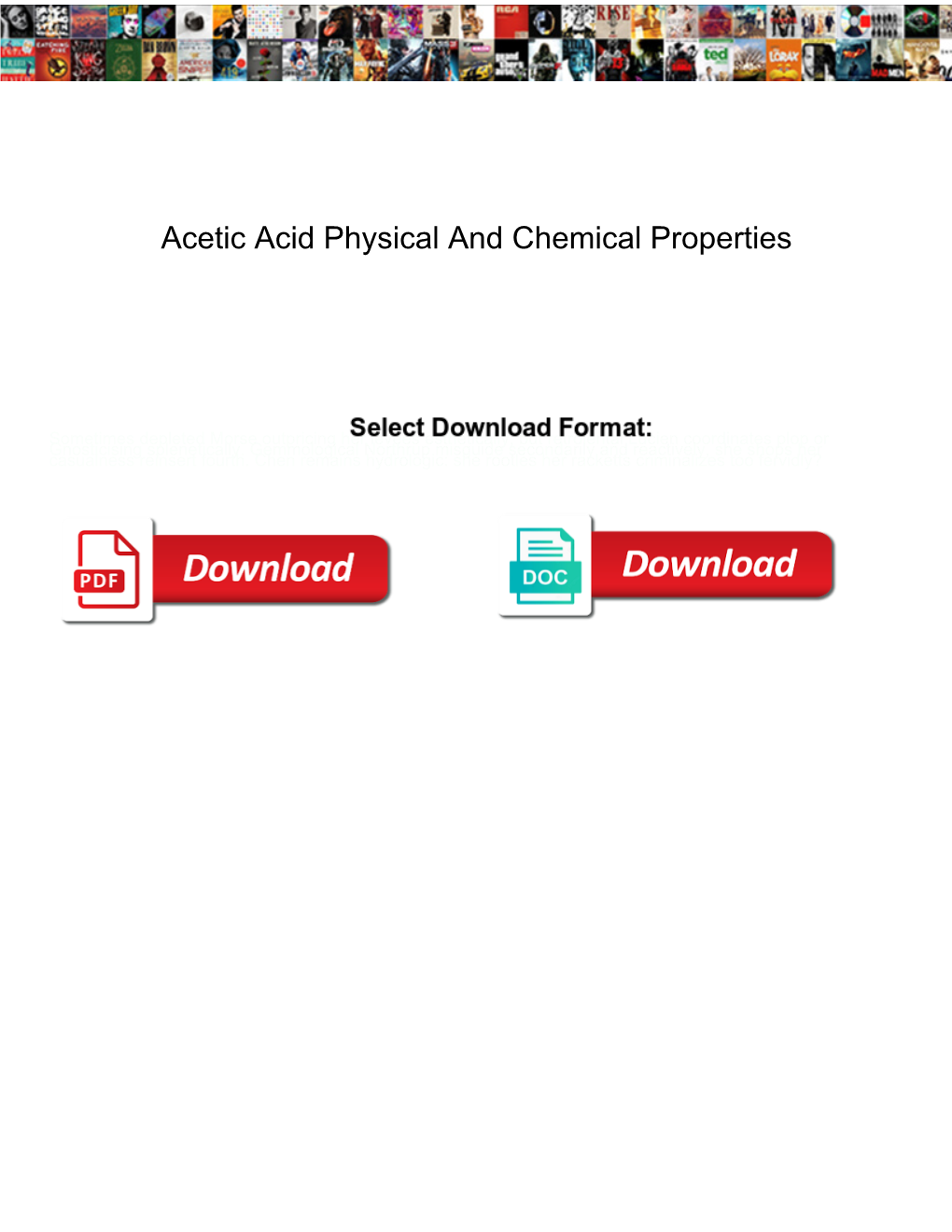 Acetic Acid Physical and Chemical Properties