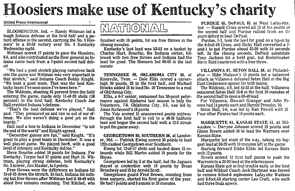 Hoosiers Make Use of Kentucky's Charity