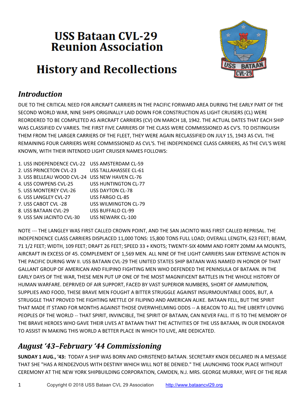 Introduction August '43–February '44
