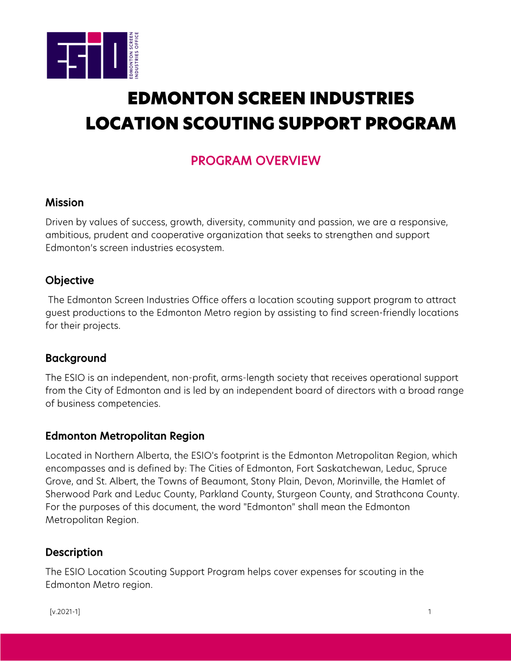 Edmonton Screen Industries Location Scouting Support Program