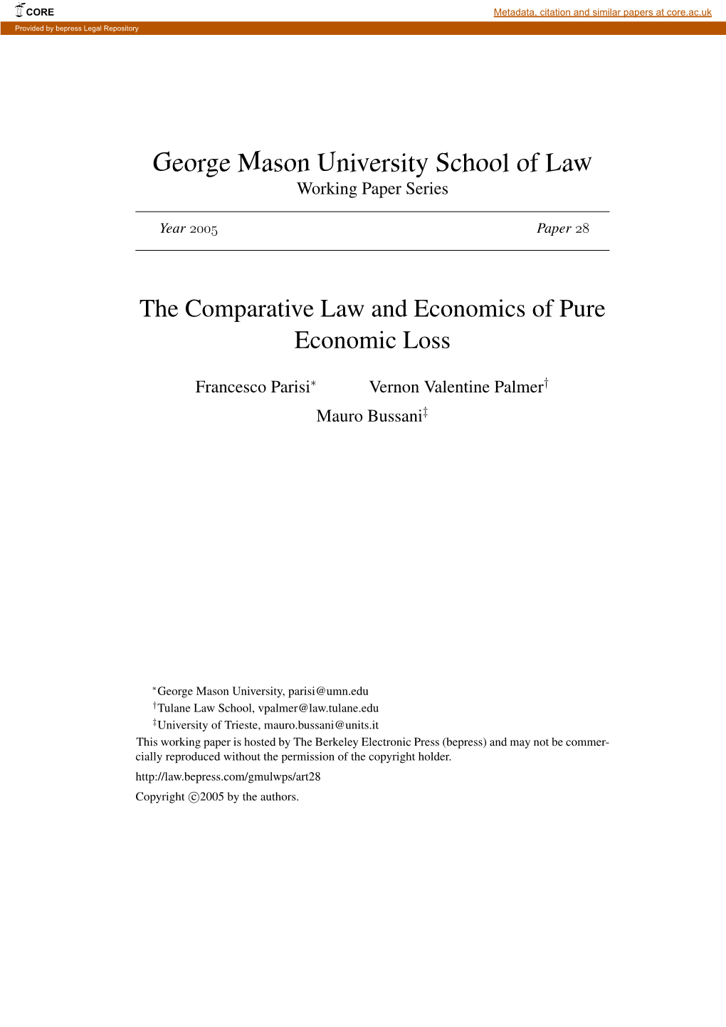 The Comparative Law and Economics of Pure Economic Loss