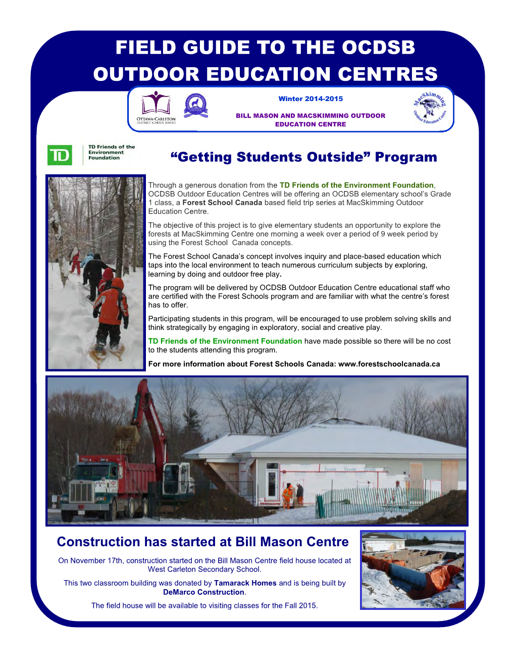 Field Guide to the Ocdsb Outdoor Education Centres