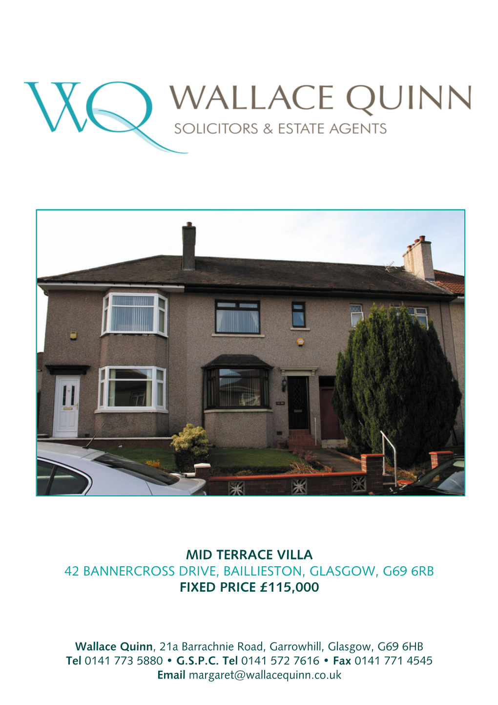 Mid Terrace Villa 42 Bannercross Drive, Baillieston, Glasgow, G69 6Rb Fixed Price £115,000