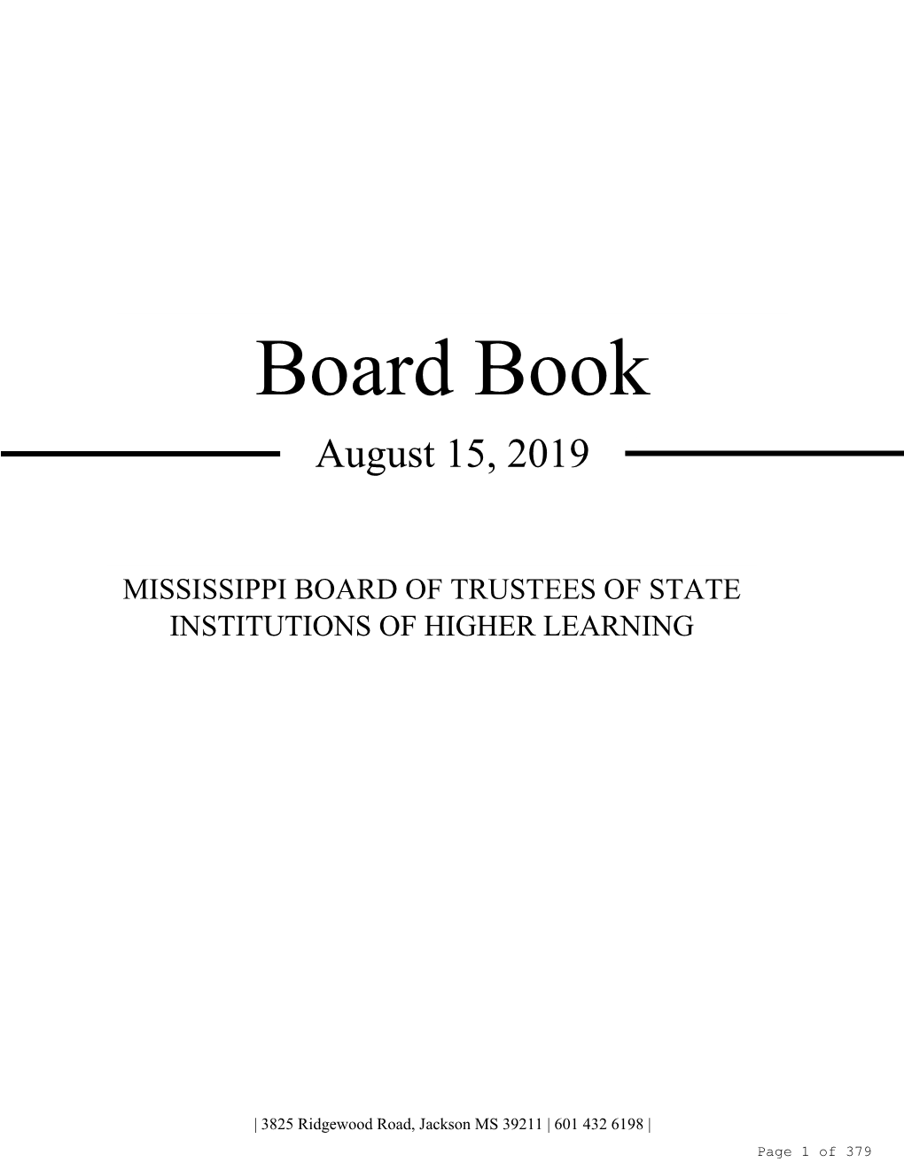 Board Book August 15, 2019