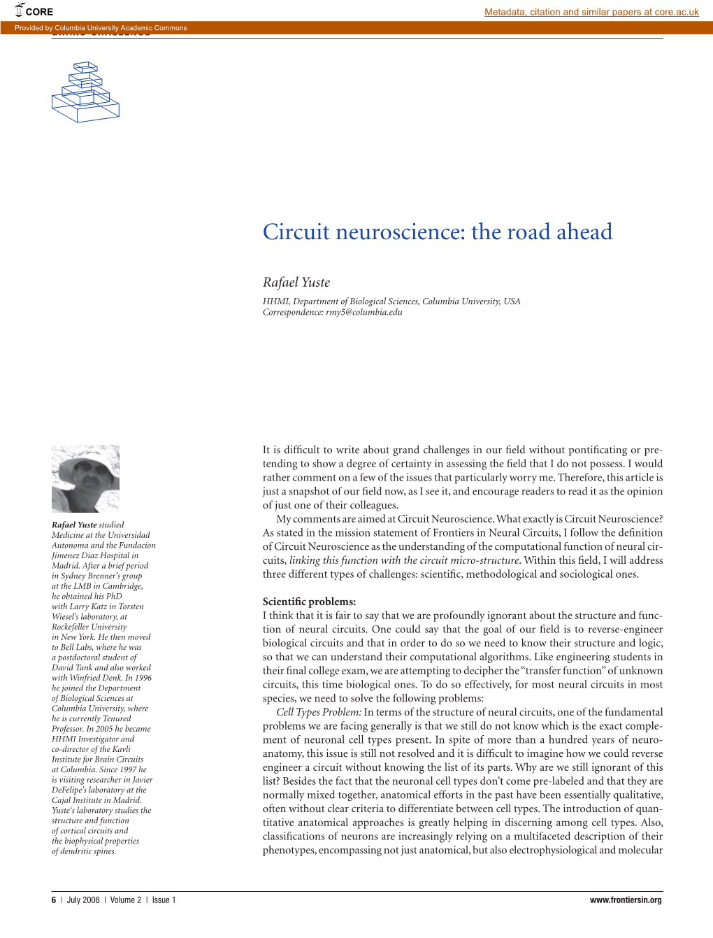 Circuit Neuroscience: the Road Ahead